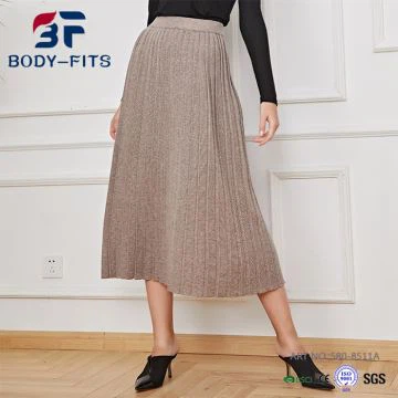 Plisseret strik Midi nederdel